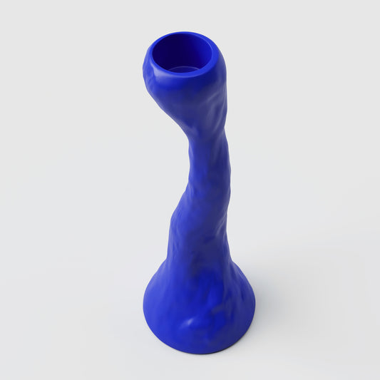 Hilma Tall Blue Porcelain Candle Holder