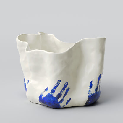 Yayoi White and Blue Porcelain Planter