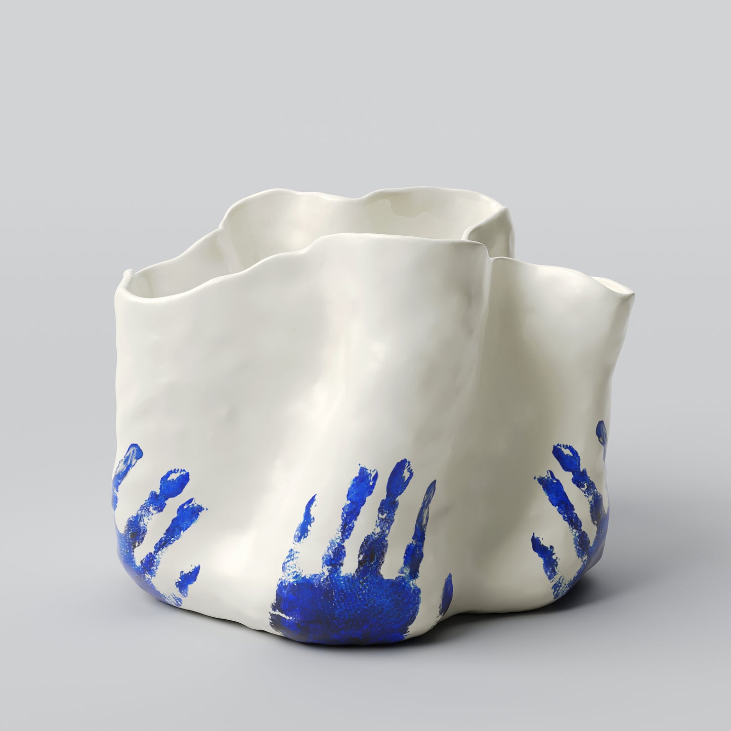 Yayoi White and Blue Porcelain Planter