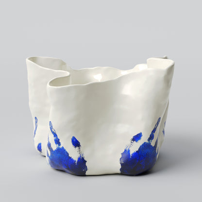 Yayoi White and Blue Porcelain Planter