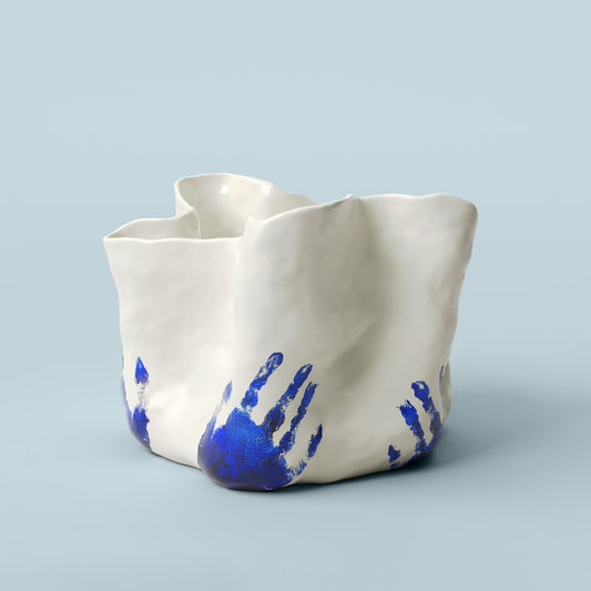 Yayoi White and Blue Porcelain Planter